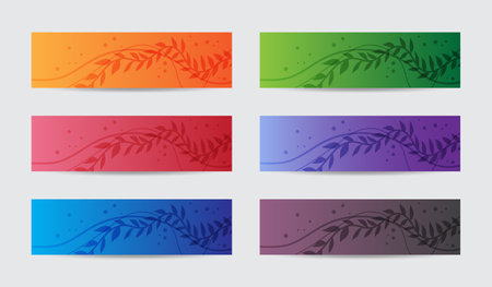 Art leaf set design headers design colors plant element. vector illustration.のイラスト素材