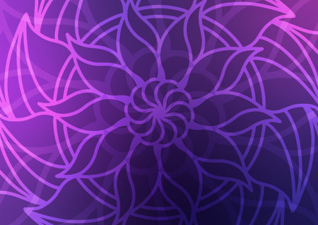 Flower mandala design line purple art background. vector illustration.のイラスト素材