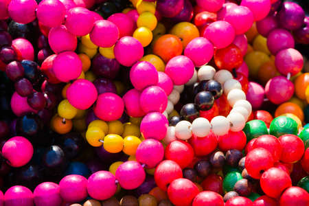 Close up of colorful necklace pilの写真素材