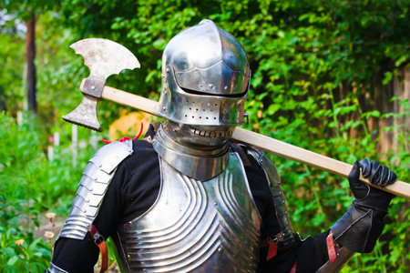 knight in shining armor on a green background