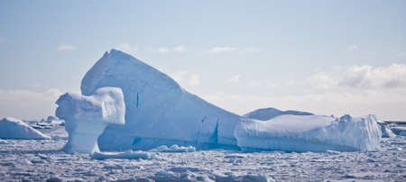 Antarctic iceberg in the snowの写真素材