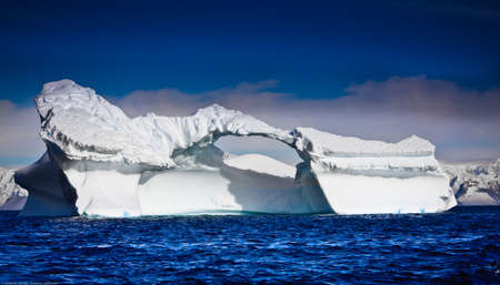 Antarctic iceberg in the snowの写真素材