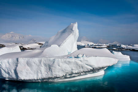 Antarctic iceberg in the snowの写真素材