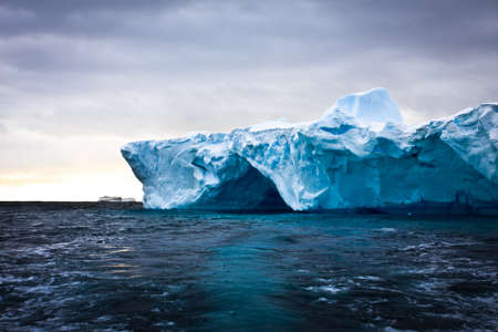 Antarctic iceberg in the snowの写真素材