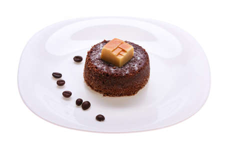 Delicious chocolate fondon isolated on whiteの写真素材