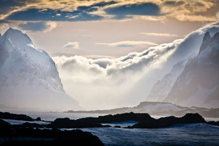 Beautiful snow-capped mountains in Antarcticaの写真素材