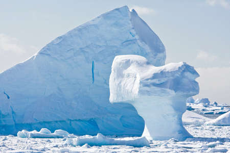 Antarctic iceberg in the snowの写真素材