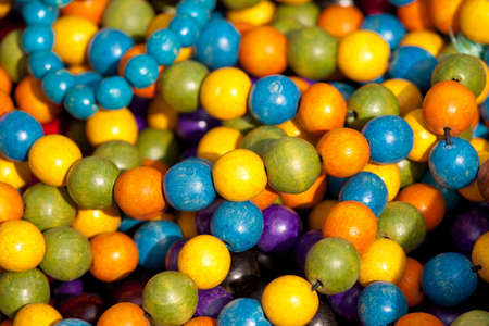 Close up of colorful necklace pilの写真素材
