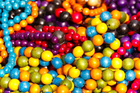 Close up of colorful necklace pilの写真素材