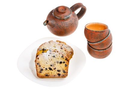 delicious cake on a plate. a tea timeの写真素材