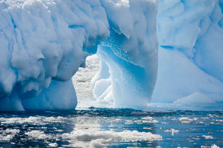Antarctic glacier in the snow. Beautiful winter background.の写真素材