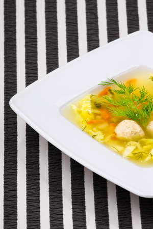 vegetable soup in white bowlの写真素材