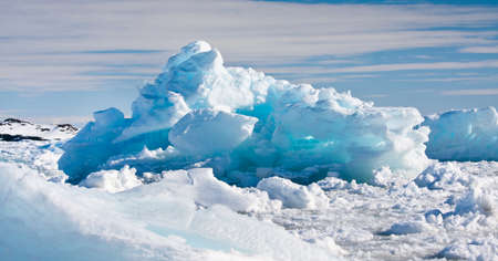Antarctic Glacier with cavities. Beautiful winter background.の写真素材