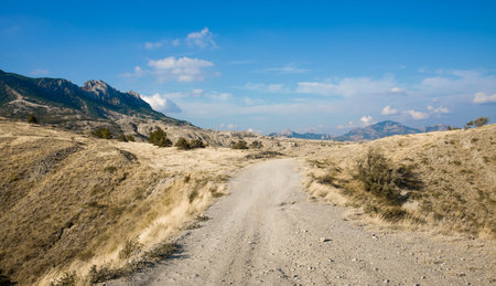 Desert trail in Crimeaの写真素材