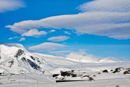 Beautiful snow-capped mountains. Beautiful winter background.の写真素材