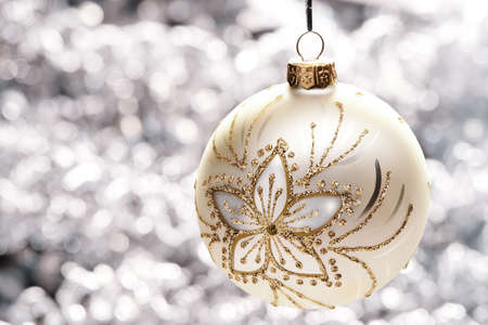 Closeup image of a golden Christmas toyの写真素材