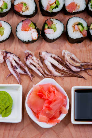 Japanese sushi, traditional japanese food, home sushiの写真素材