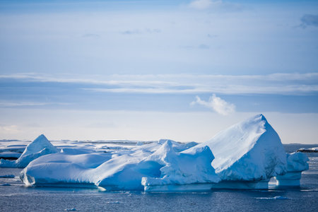 Antarctic glacier in the snow. Beautiful winter backgroundの写真素材