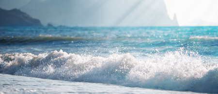 Beautiful seascape with sun raysの写真素材