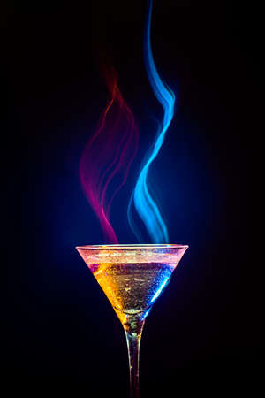 colourful coctail on the black backgroundの写真素材