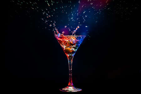 colourful coctail on the black backgroundの写真素材