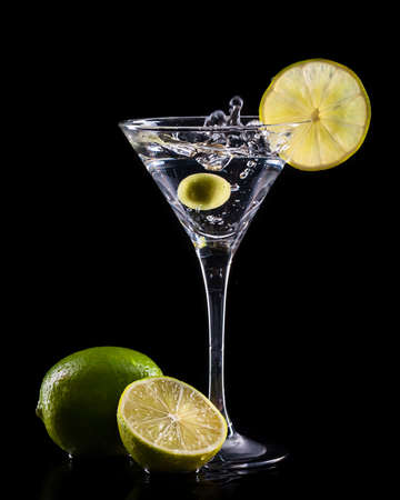 fresh coctail on the black backgroundの写真素材