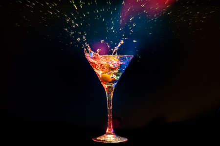 colourful coctail on the black backgroundの写真素材