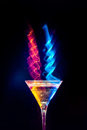 colourful coctail on the black backgroundの写真素材