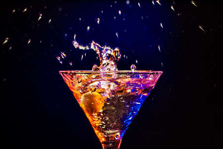 fresh coctail on the black backgroundの写真素材