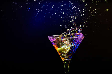 fresh coctail on the black backgroundの写真素材
