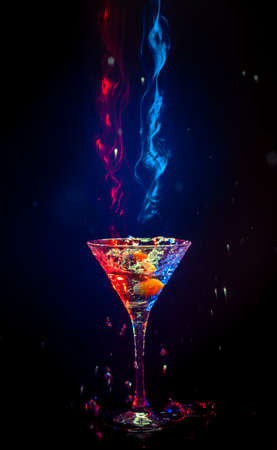 fresh coctail on the black backgroundの写真素材