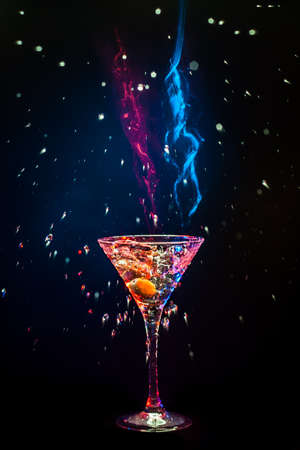 fresh coctail on the black backgroundの写真素材