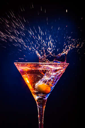 fresh coctail on the black backgroundの写真素材