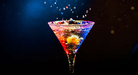 fresh coctail on the black backgroundの写真素材
