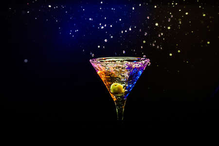 fresh coctail on the black backgroundの写真素材