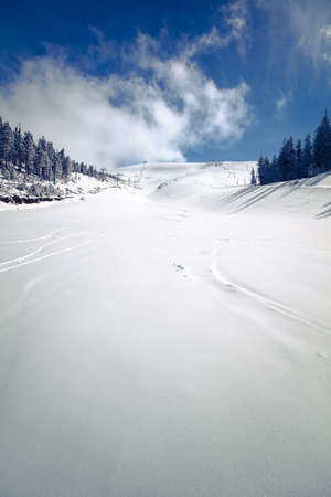 Slope on the skiing resort  in Carpathians. Ukraineの写真素材