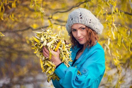 young girl in autumn park