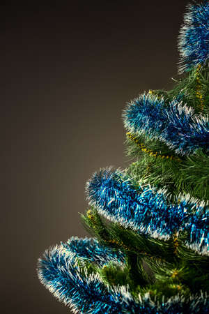 festive New Year tree decorated with garlandsの写真素材