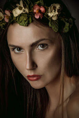Fashion portrait of a young beautiful womanの写真素材