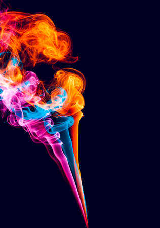 Coolor smoke in the black abstract backgroundの写真素材
