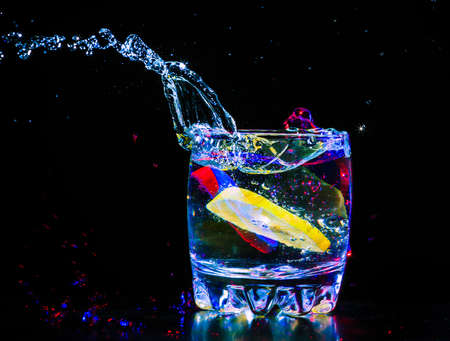 colourful coctail on the black backgroundの写真素材