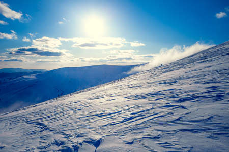 Slope on the skiing resort  in Carpathians. Ukraineの写真素材