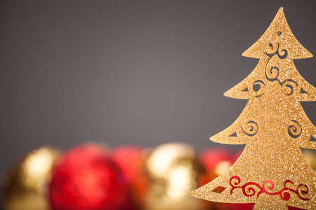Christmas background. Christmas Tree with nice decorationsの写真素材