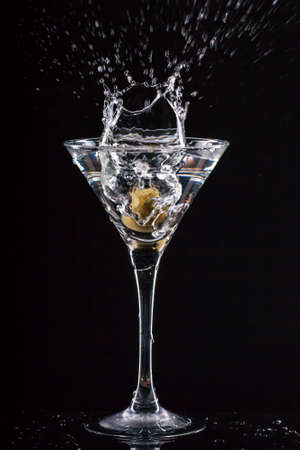 modern fresh coctail on the black backgroundの写真素材