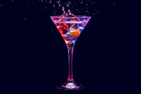 modern colourful coctail on the black backgroundの写真素材