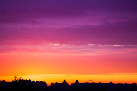 early morning multicolored summer  sunrise in Kiev, Ukraineの写真素材