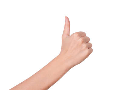 Female woman hand  isolated on the whiteの写真素材