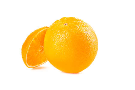 Ripe tasty orange isolated on white backgroundの写真素材