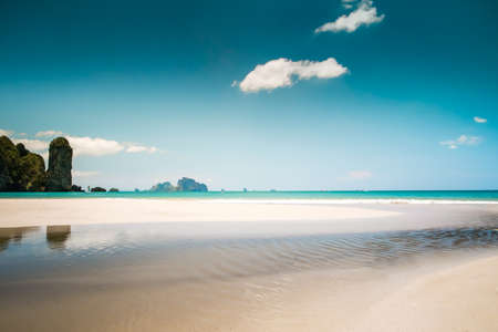 landscape of tropical island beach with perfect skyの写真素材