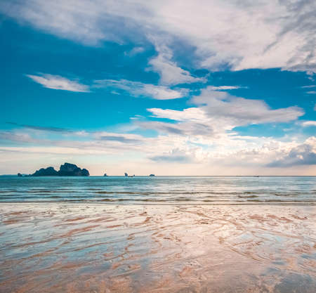 landscape of tropical island beach with perfect skyの写真素材